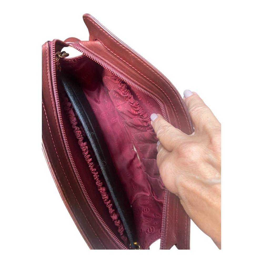 Vintage Must de‎ Cartier Burgundy Calfskin Leather Clutch w/ Gold Chain & COA - Picture 12 of 16